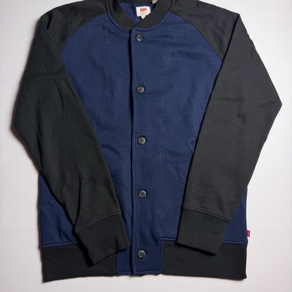 Levi's Men's Fleece Varsity Button-Up Jacket Blue/Black Size Large