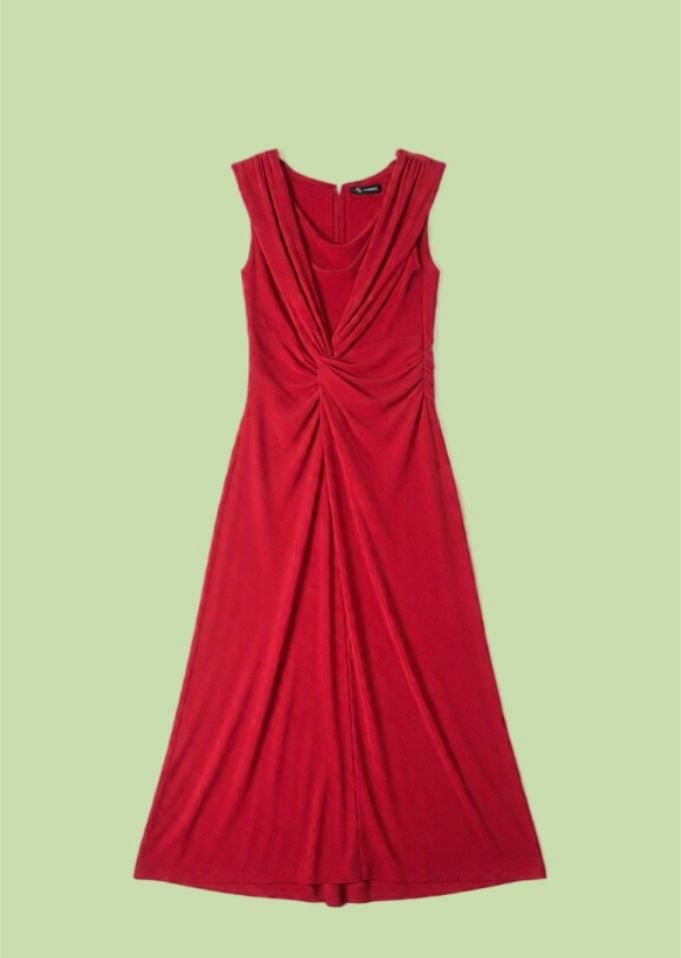 Champ Red Sleeveless Twist-Front Midi Dress 2