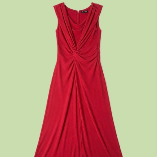 Champ Red Sleeveless Twist-Front Midi Dress
