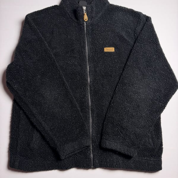 Marker Vintage Sherpa Fleece Full Zip Jacket Black Size Large