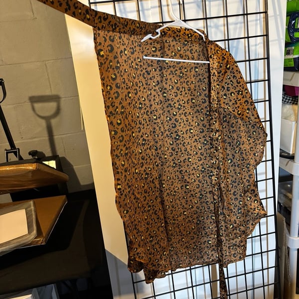 Leopard Print Satin Kimono Robe