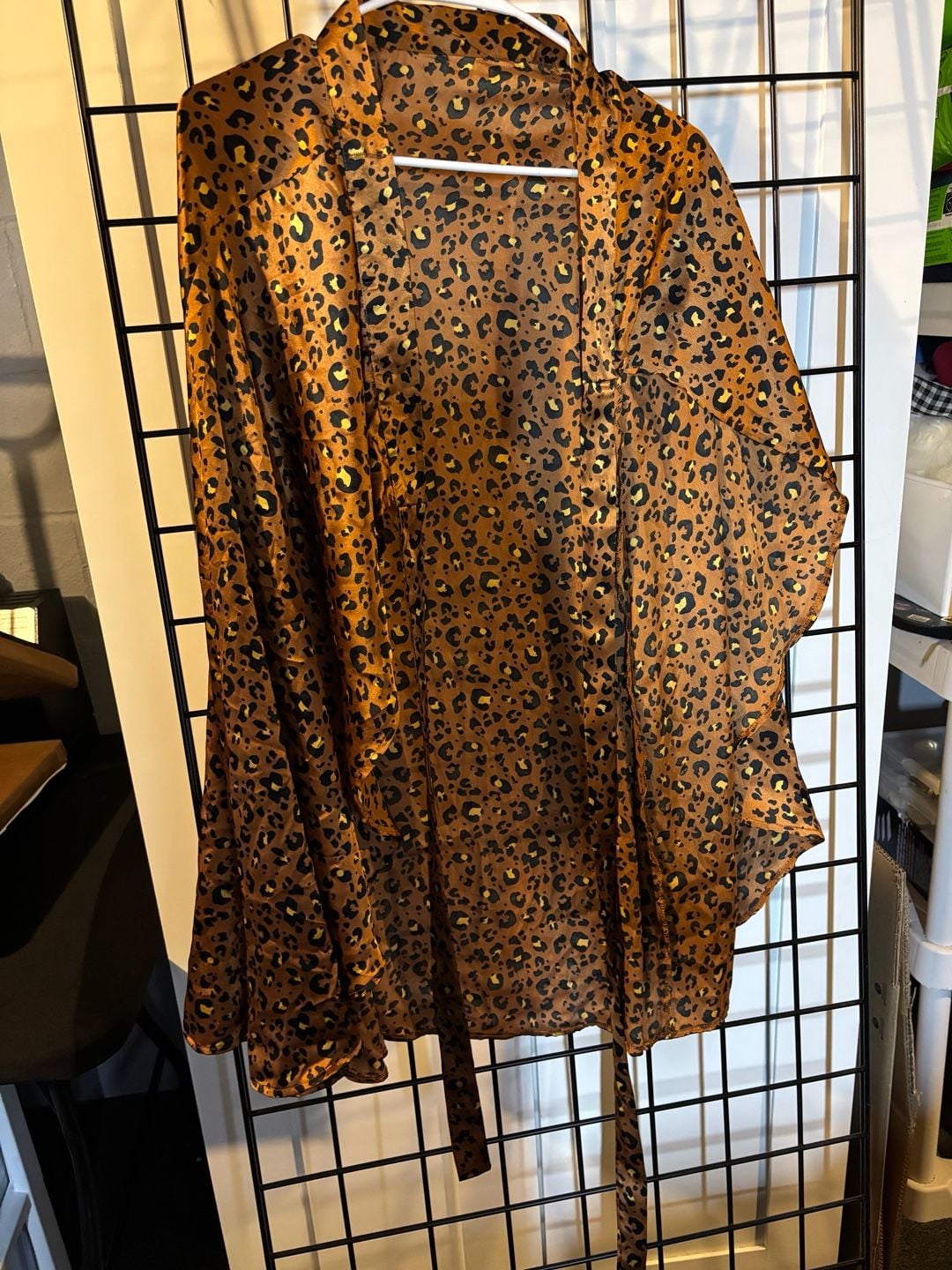 Leopard Print Satin Kimono Robe 2