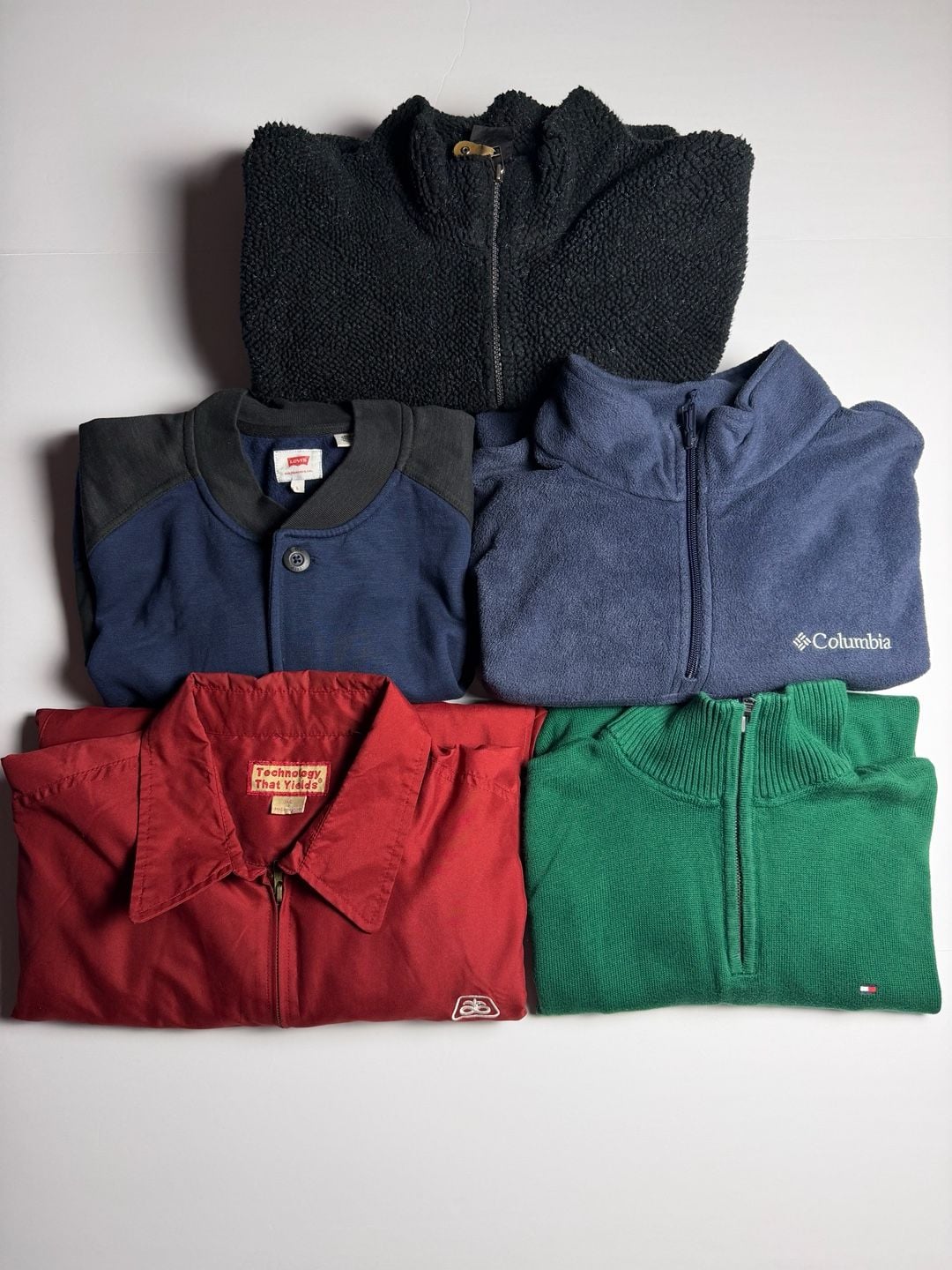 5 Piece Men's Jacket and Sweater Bundle: Levi's, Columbia, Tommy Hilfiger, etc 1