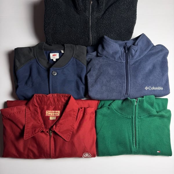 5 Piece Men's Jacket and Sweater Bundle: Levi's, Columbia, Tommy Hilfiger, etc