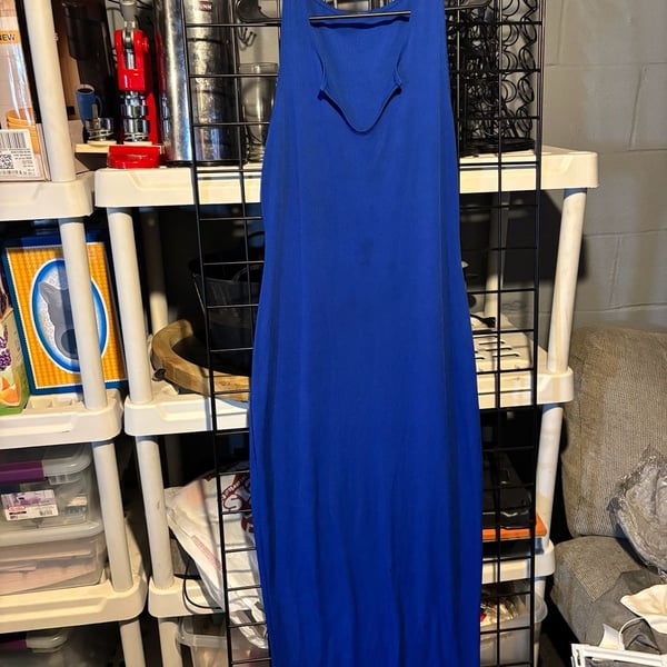 Royal Blue Ribbed Knit Sleeveless Midi Dress size L