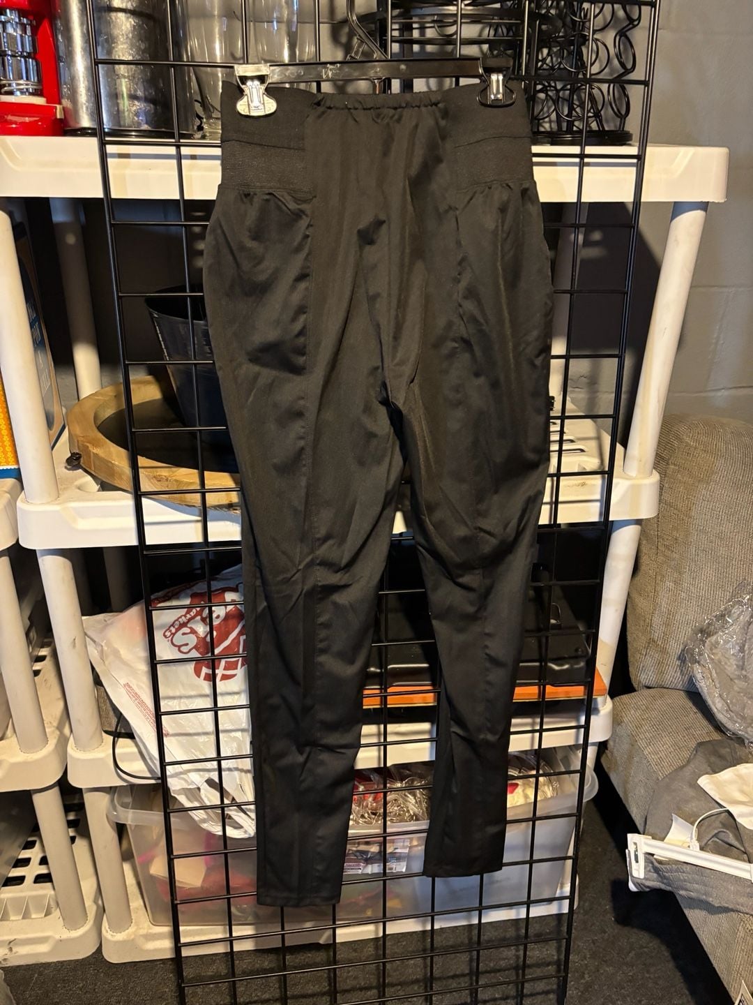 Black Zipper Detail High-Waisted Leggings Size XL 3