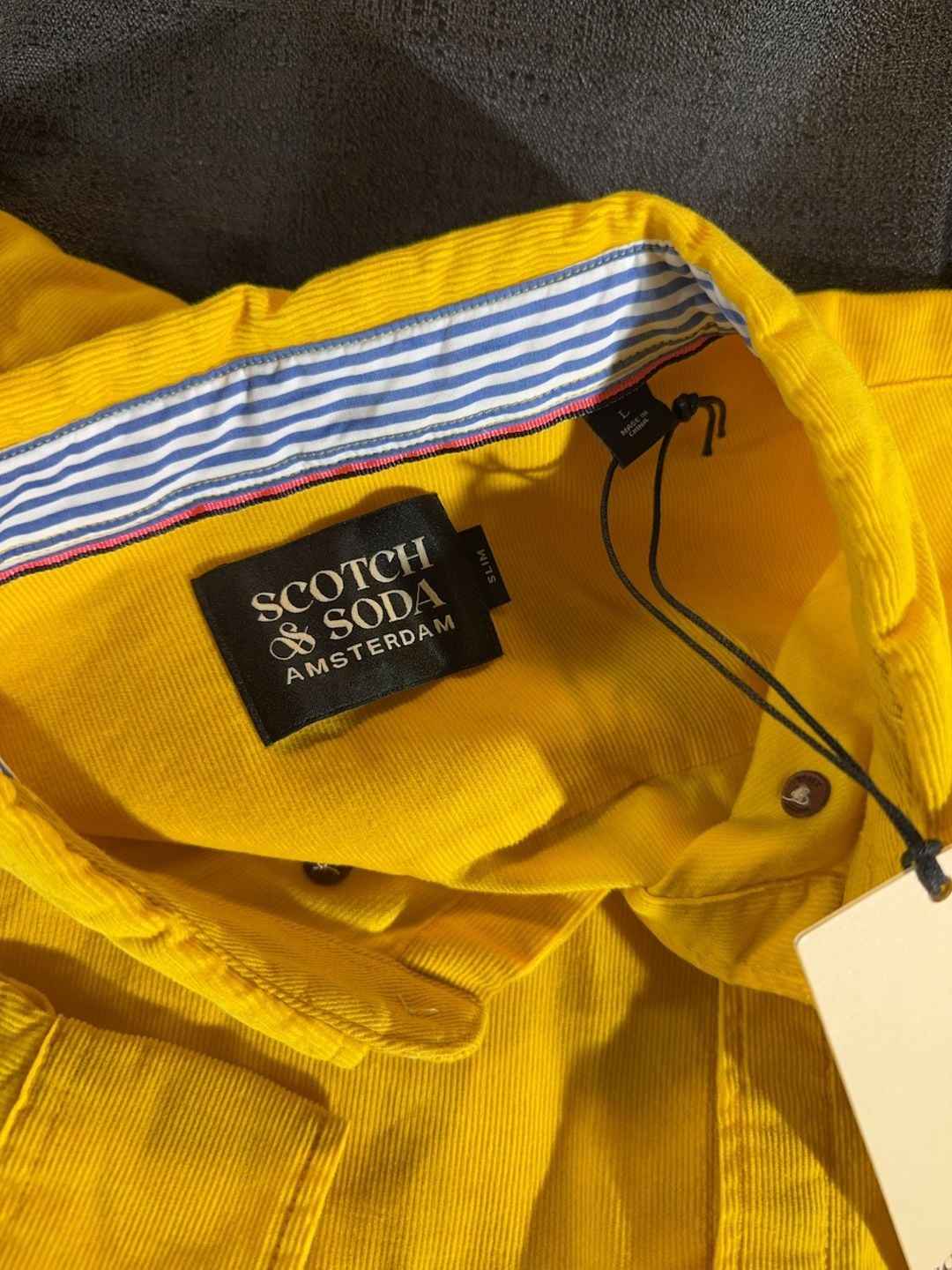 Scotch & Soda Men's Slim Fit Yellow Corduroy Button Down Shirt Size L 4