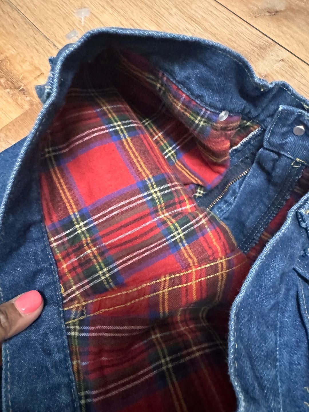 Vintage L.L. Bean Women's Plaid Flannel Lined Denim Jeans Size 14 OBO 10