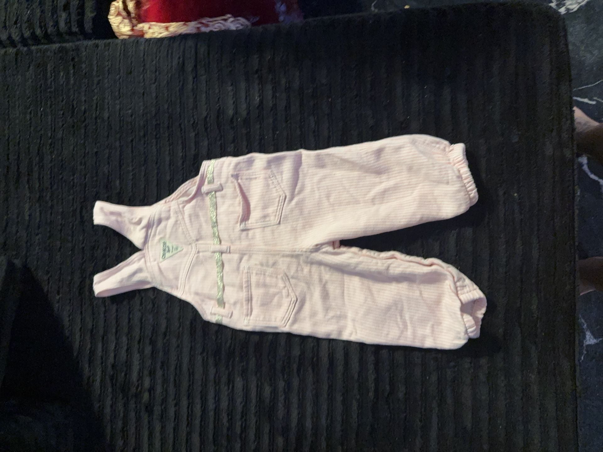 OshKosh B'gosh Pink and White Striped Overalls Size 24M 4