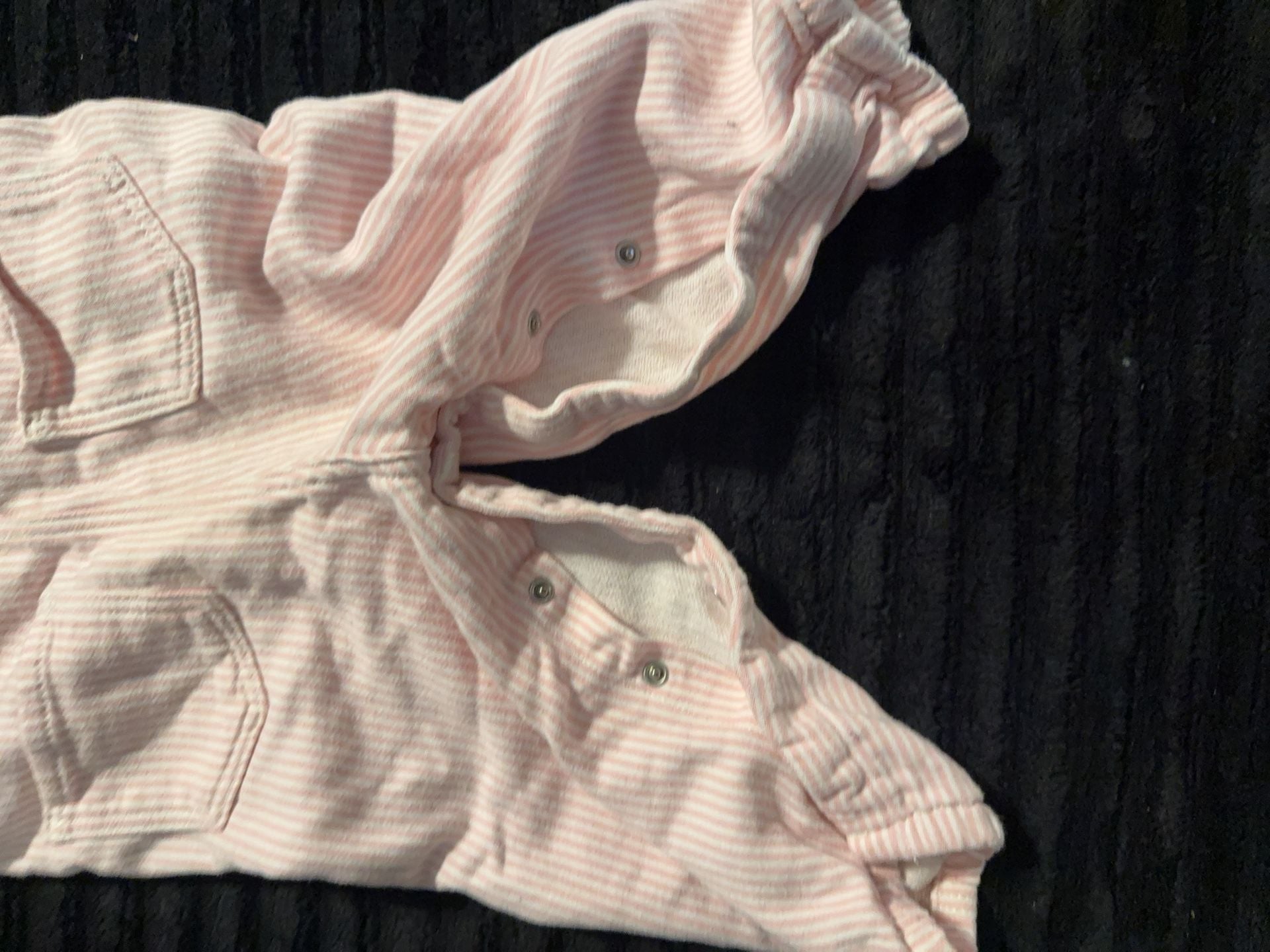 OshKosh B'gosh Pink and White Striped Overalls Size 24M 5