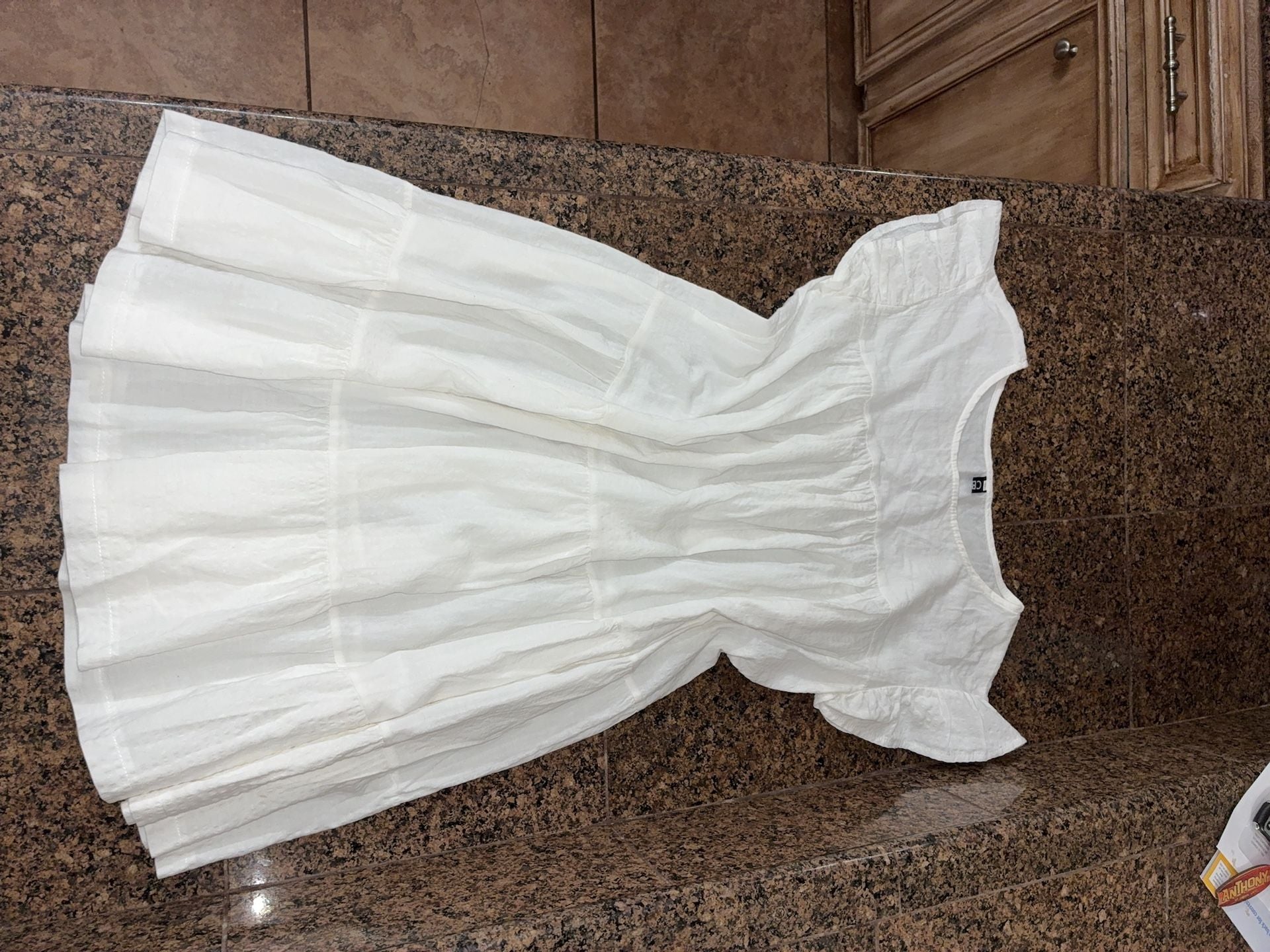 CBR White Tiered Ruffle Sleeve Mini Dress 2