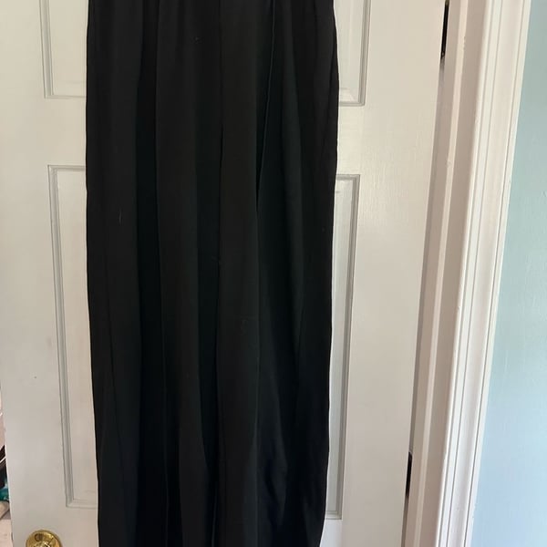 Unbranded Black High-Waisted Wide Leg Elastic Waist Trousers