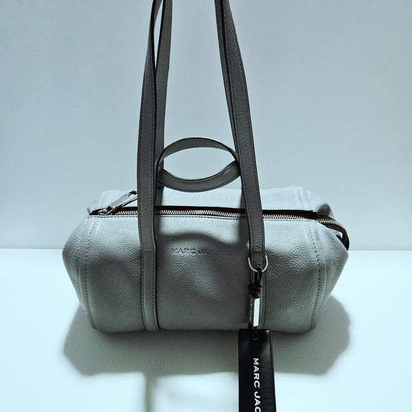 MARC JACOBS Leather Bowlet Shoulder Bag Gray Authentic Women's Handbag 