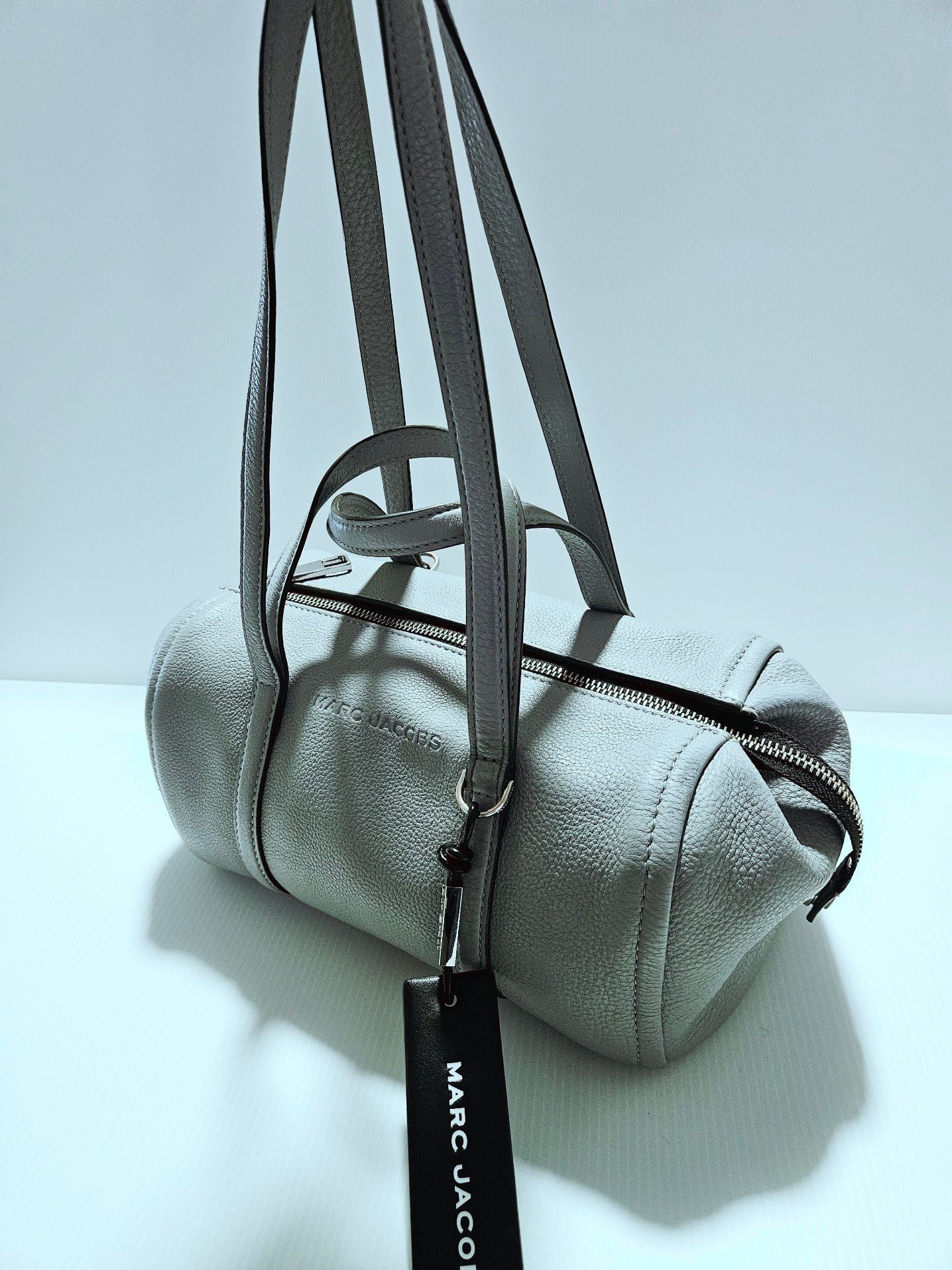 MARC JACOBS Leather Bowlet Shoulder Bag Gray Authentic Women's Handbag 3