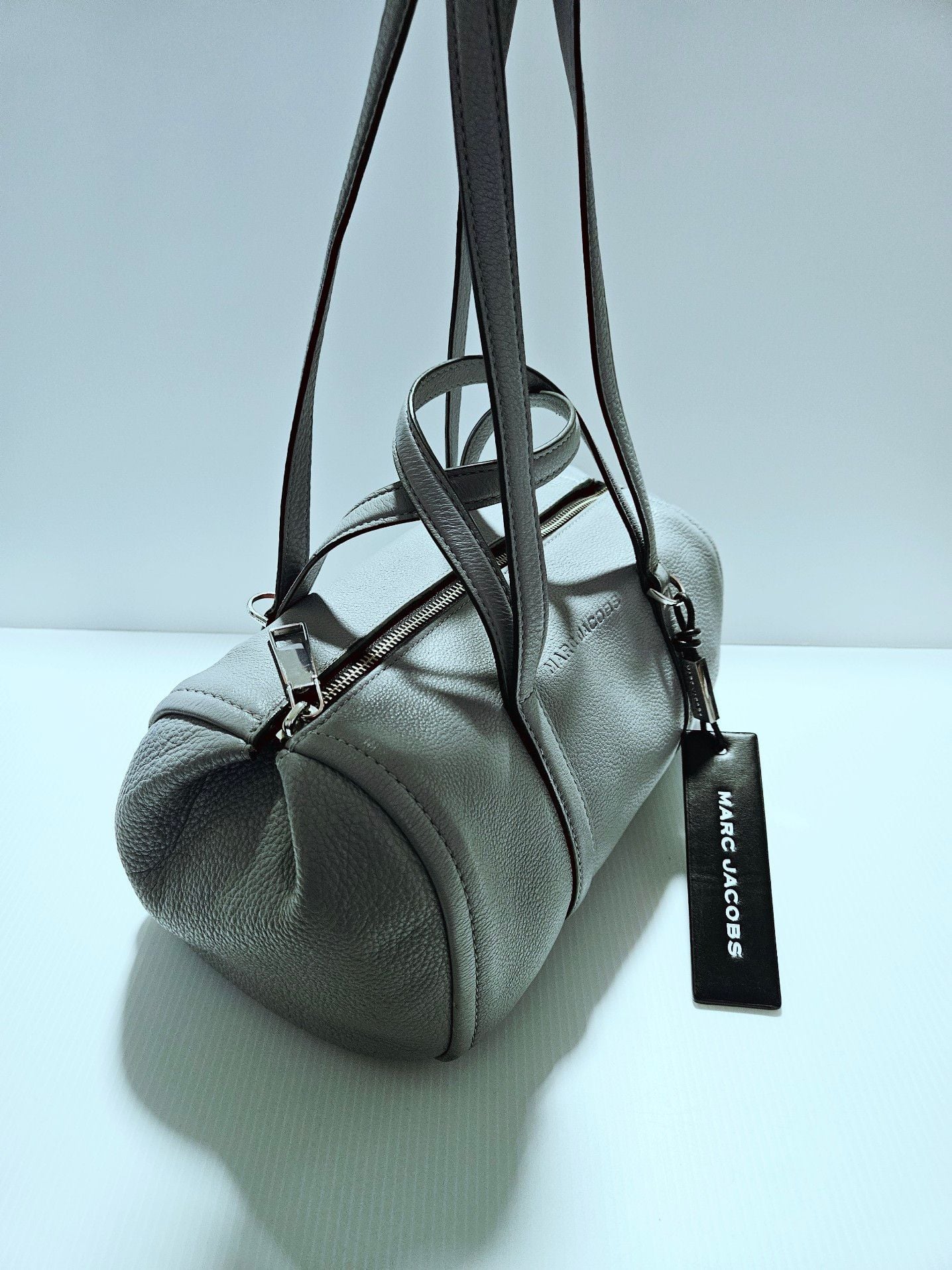 MARC JACOBS Leather Bowlet Shoulder Bag Gray Authentic Women's Handbag 4