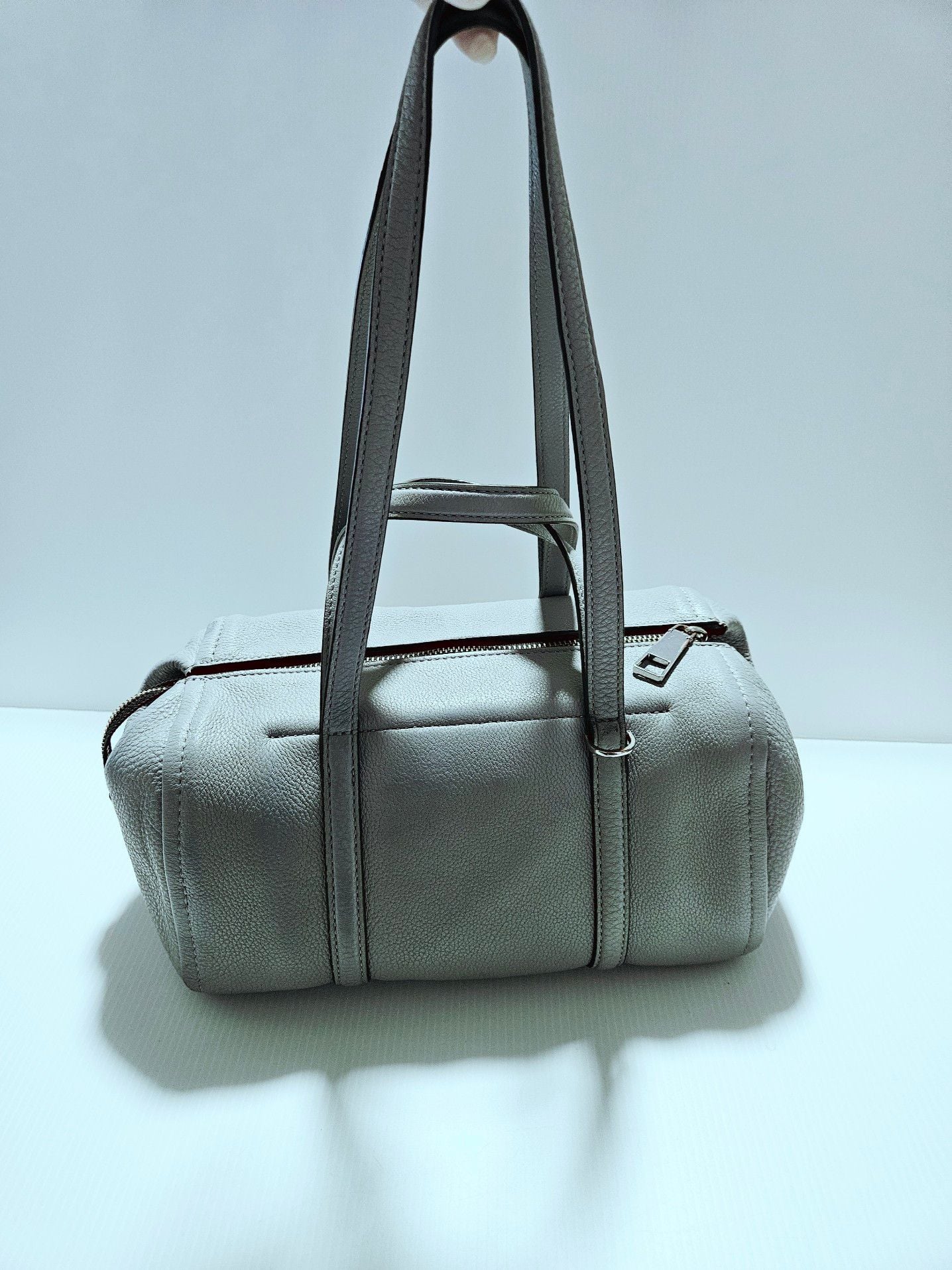 MARC JACOBS Leather Bowlet Shoulder Bag Gray Authentic Women's Handbag 5