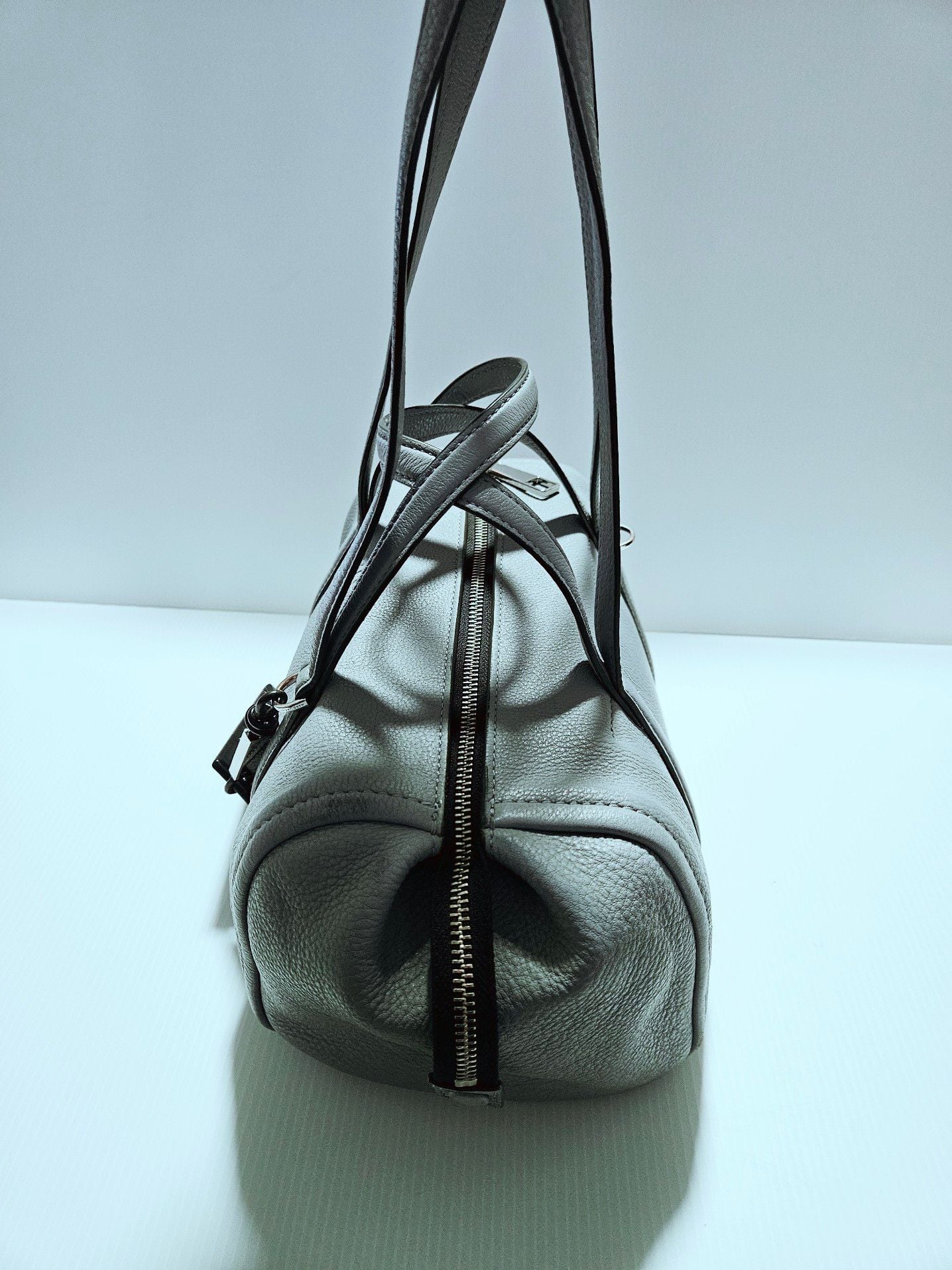 MARC JACOBS Leather Bowlet Shoulder Bag Gray Authentic Women's Handbag 6