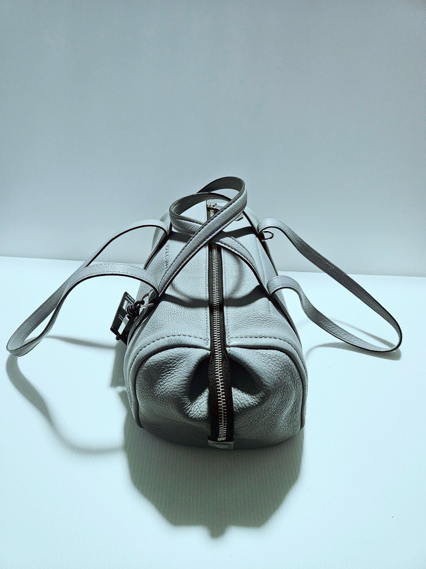 MARC JACOBS Leather Bowlet Shoulder Bag Gray Authentic Women's Handbag 7