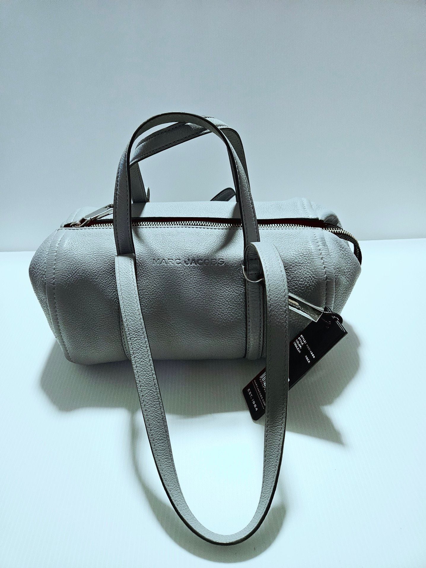 MARC JACOBS Leather Bowlet Shoulder Bag Gray Authentic Women's Handbag 8