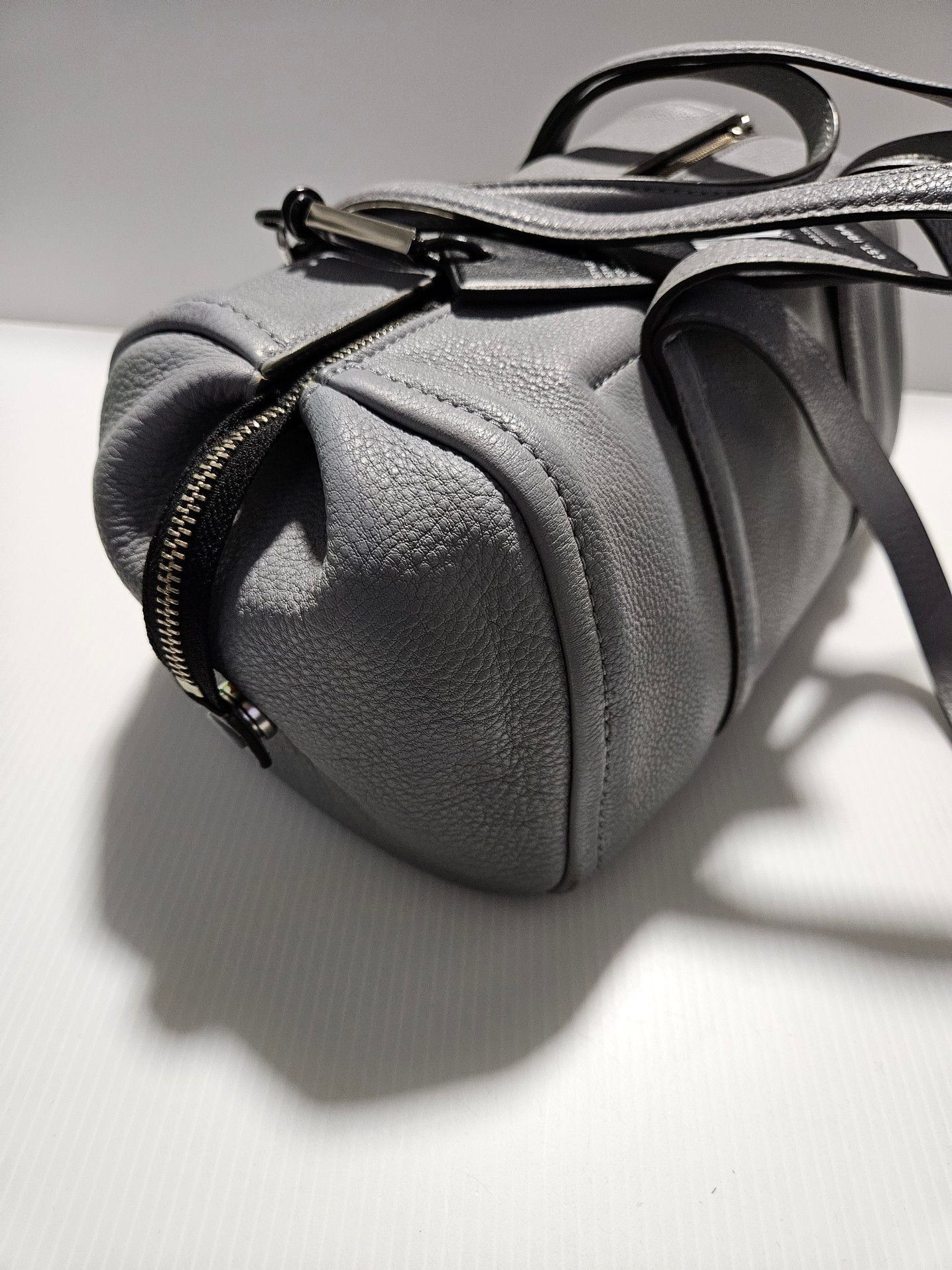MARC JACOBS Leather Bowlet Shoulder Bag Gray Authentic Women's Handbag 12