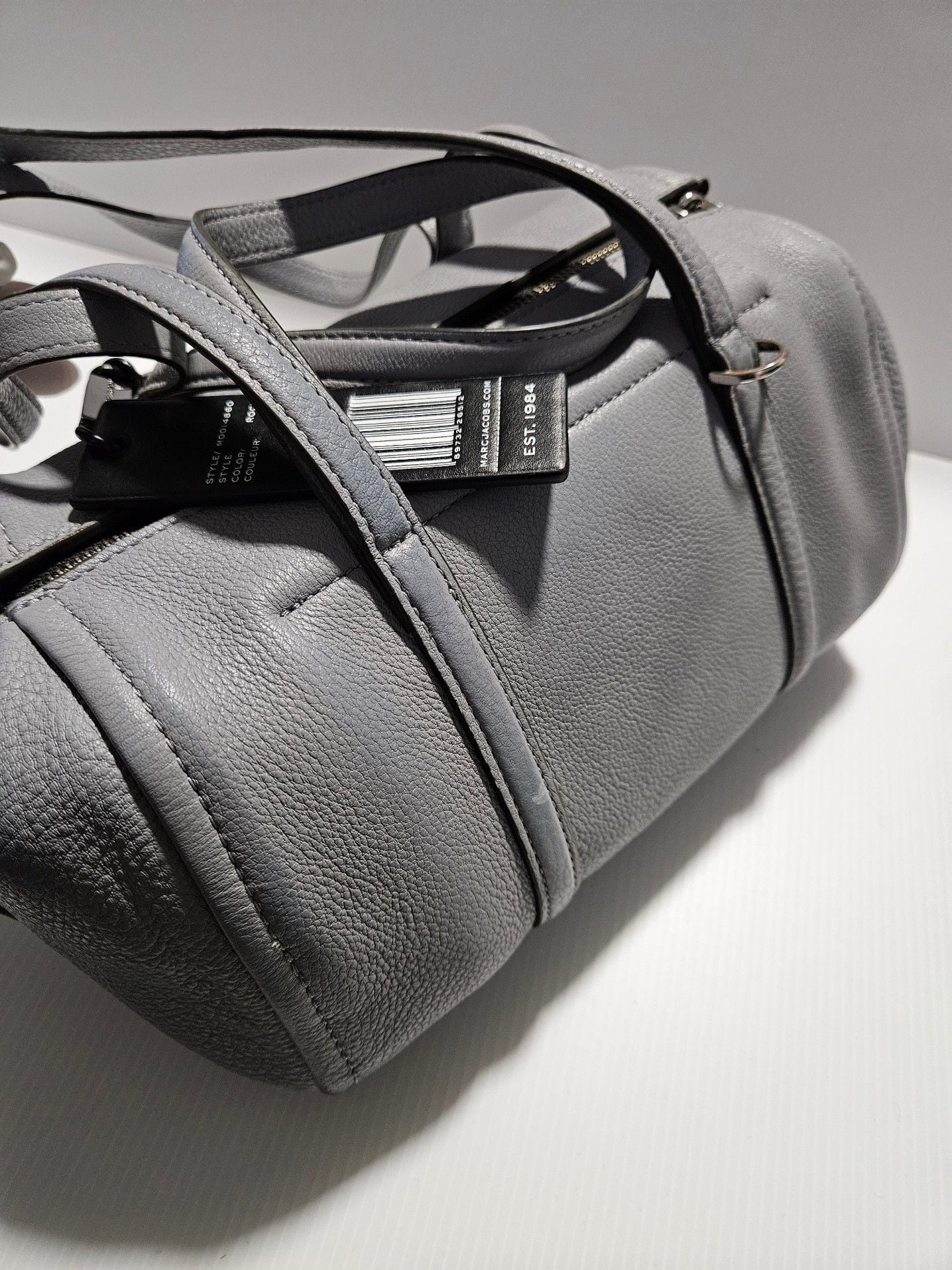 MARC JACOBS Leather Bowlet Shoulder Bag Gray Authentic Women's Handbag 13