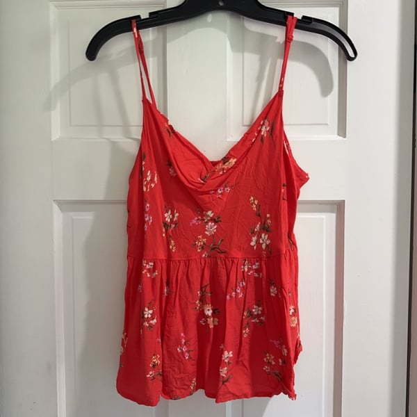 Women's American Eagle Red Floral Babydoll Cami Top Size S