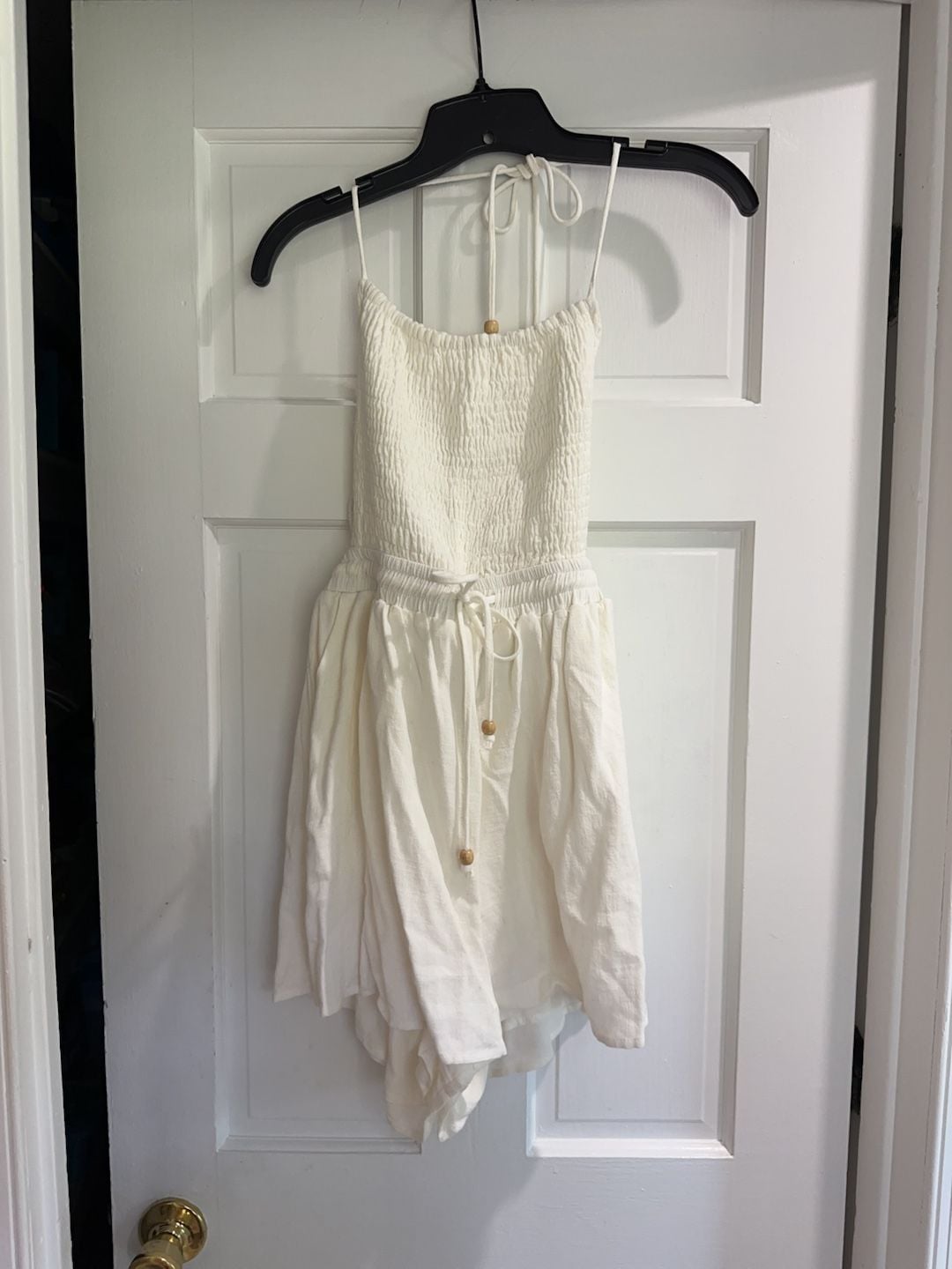 Quiet Storm Women's Boho Rope Tie Back Open Back romper Tassels Size Medium 2