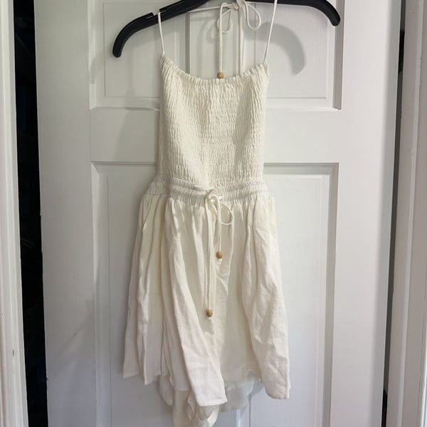 Quiet Storm Women's Boho Rope Tie Back Open Back romper Tassels Size Medium