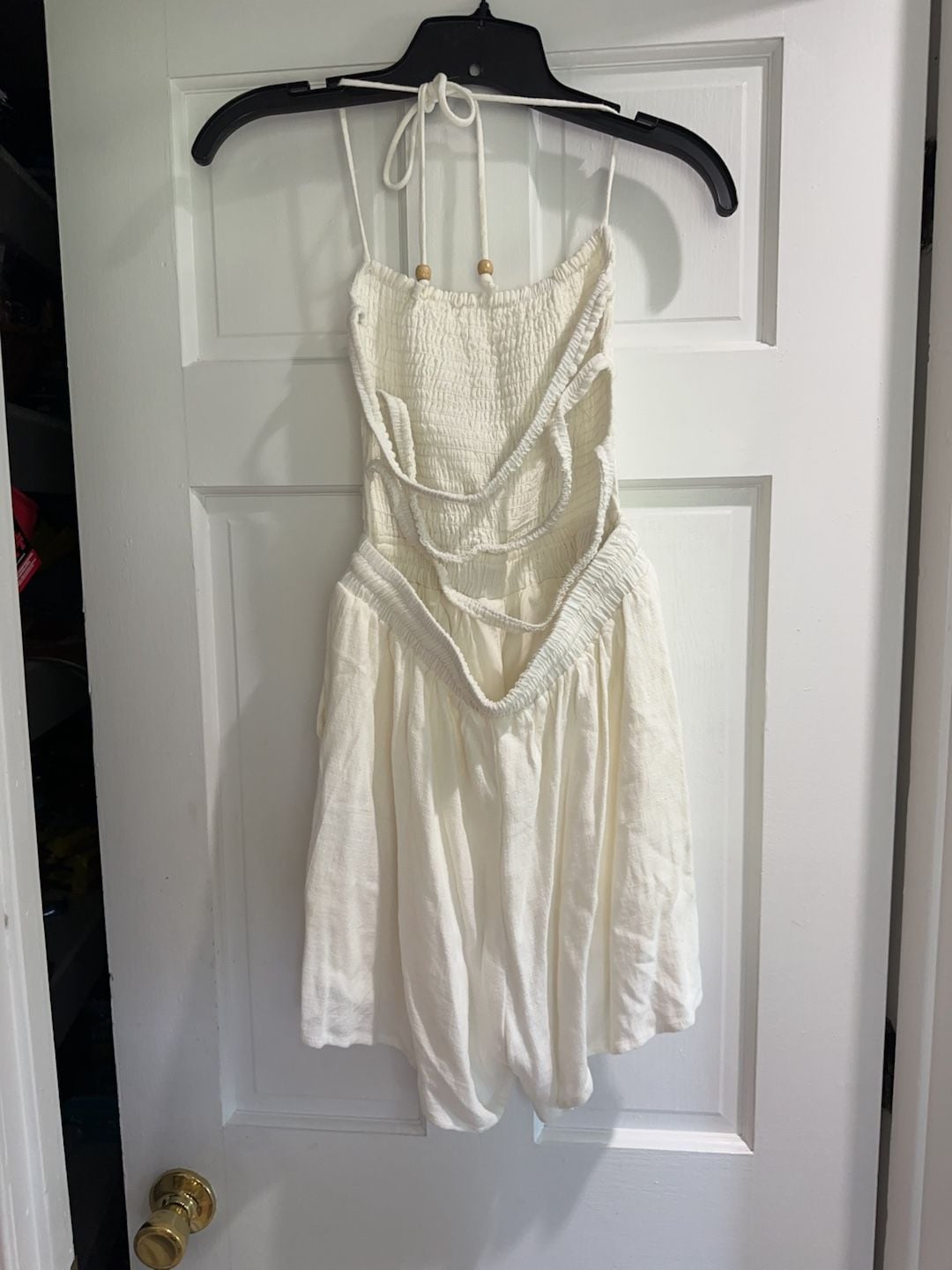 Quiet Storm Women's Boho Rope Tie Back Open Back romper Tassels Size Medium 3