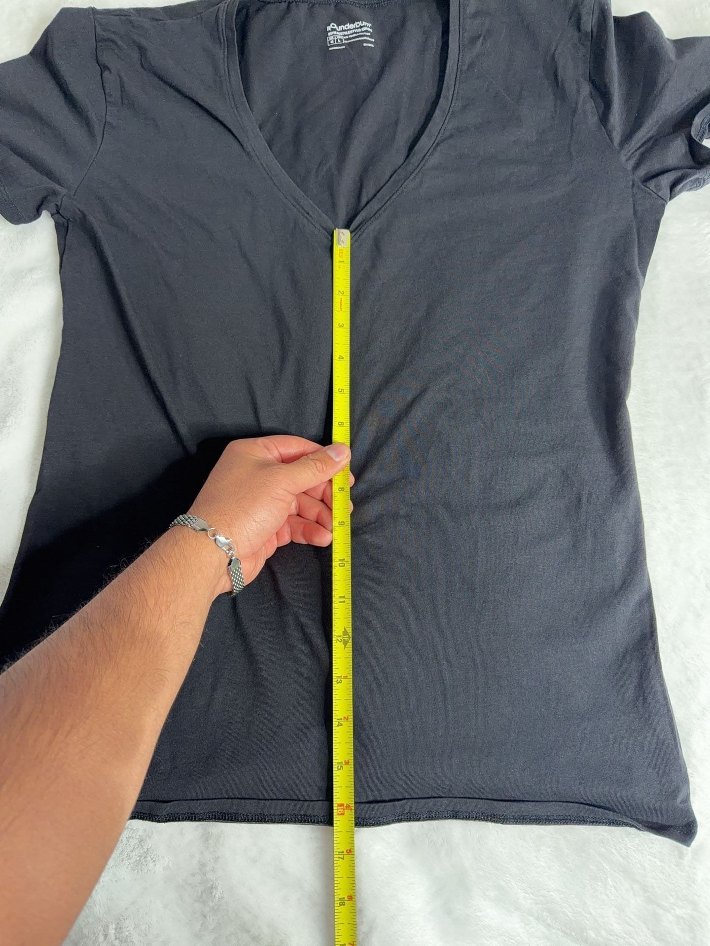 Rounderbum Deep V-Neck Black T-Shirt 7