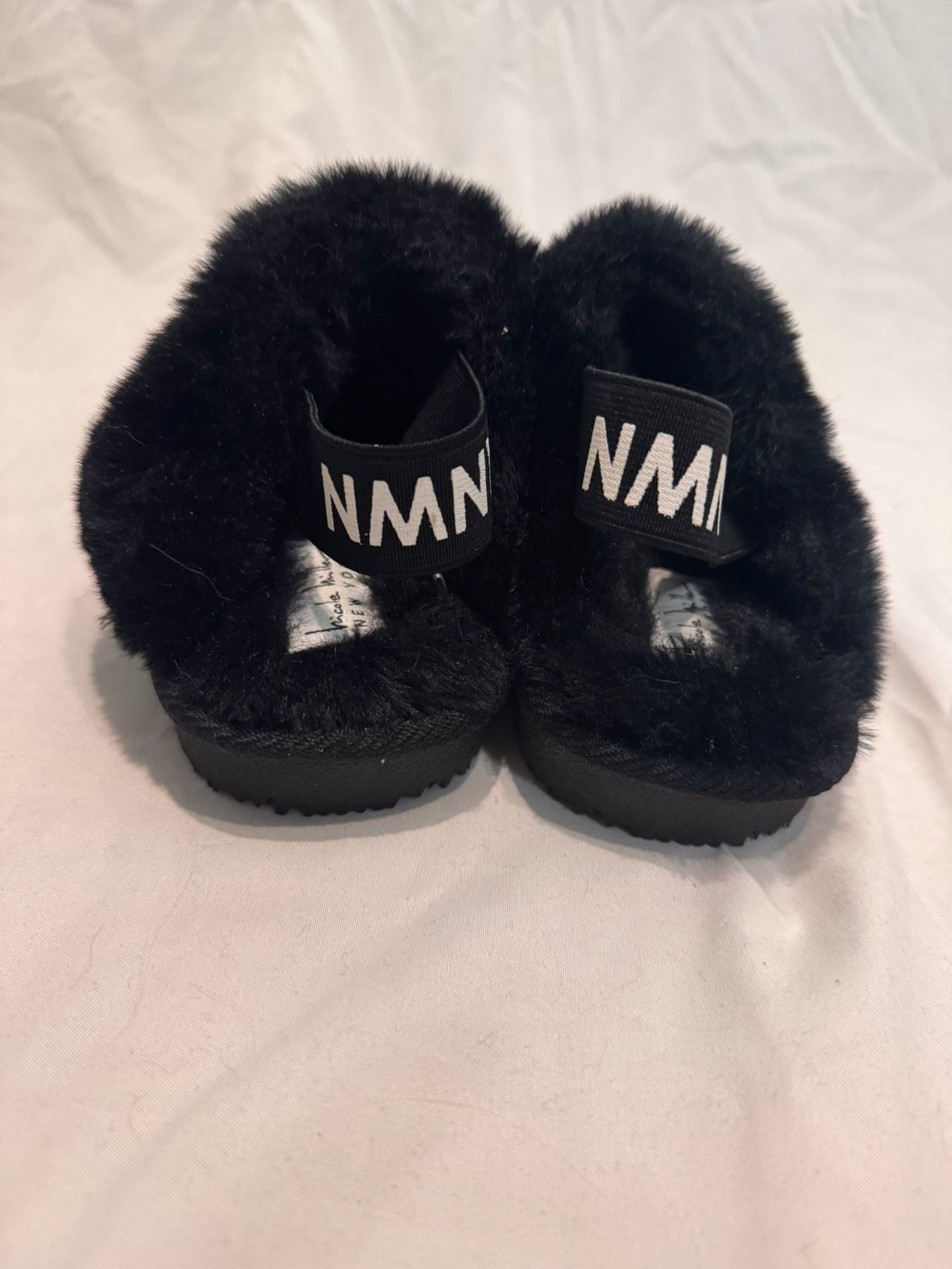 Nicole Miller Kids' black Fluffy Slide Slingback Slippers – 5