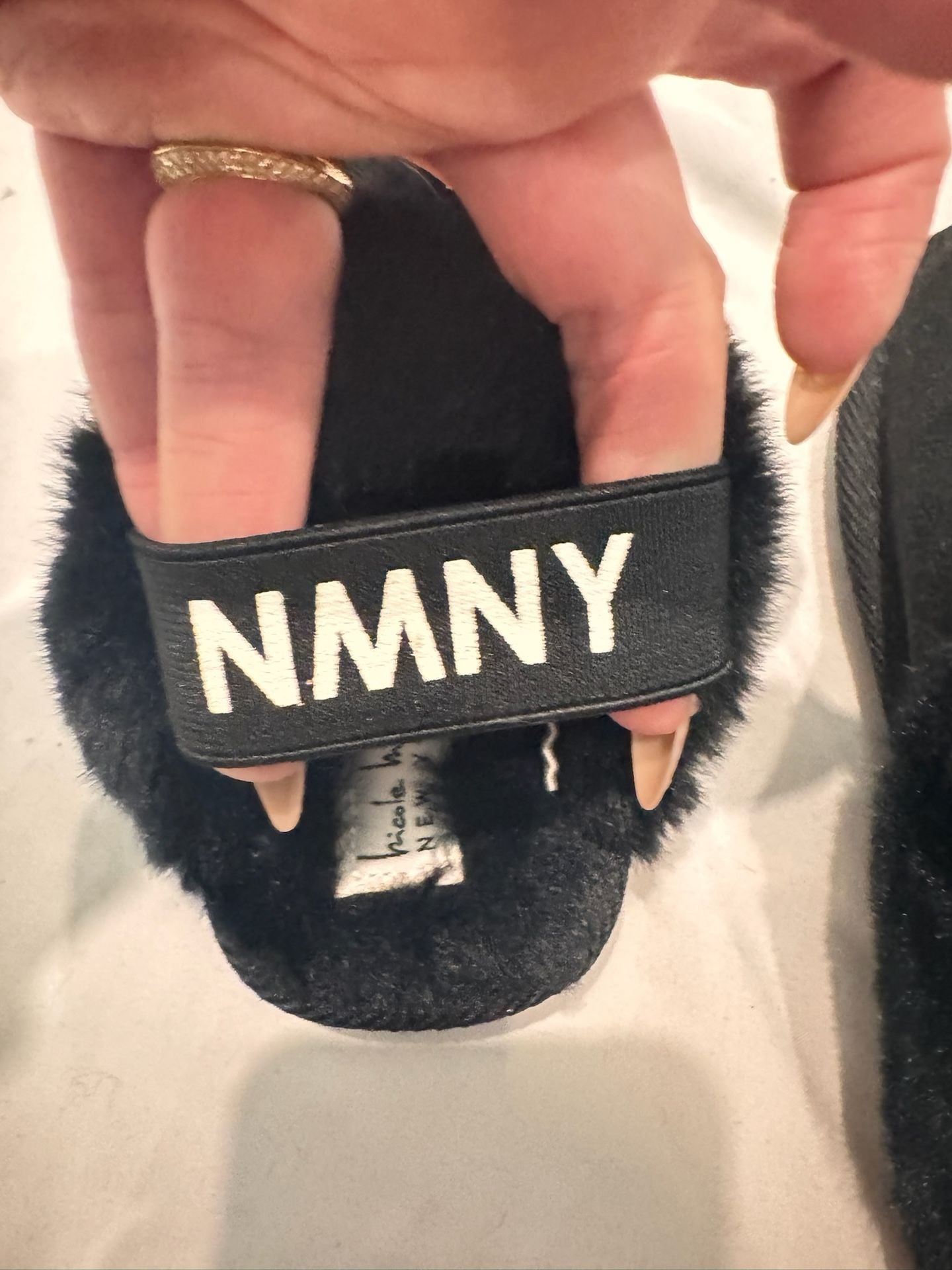 Nicole Miller Kids' black Fluffy Slide Slingback Slippers – 6