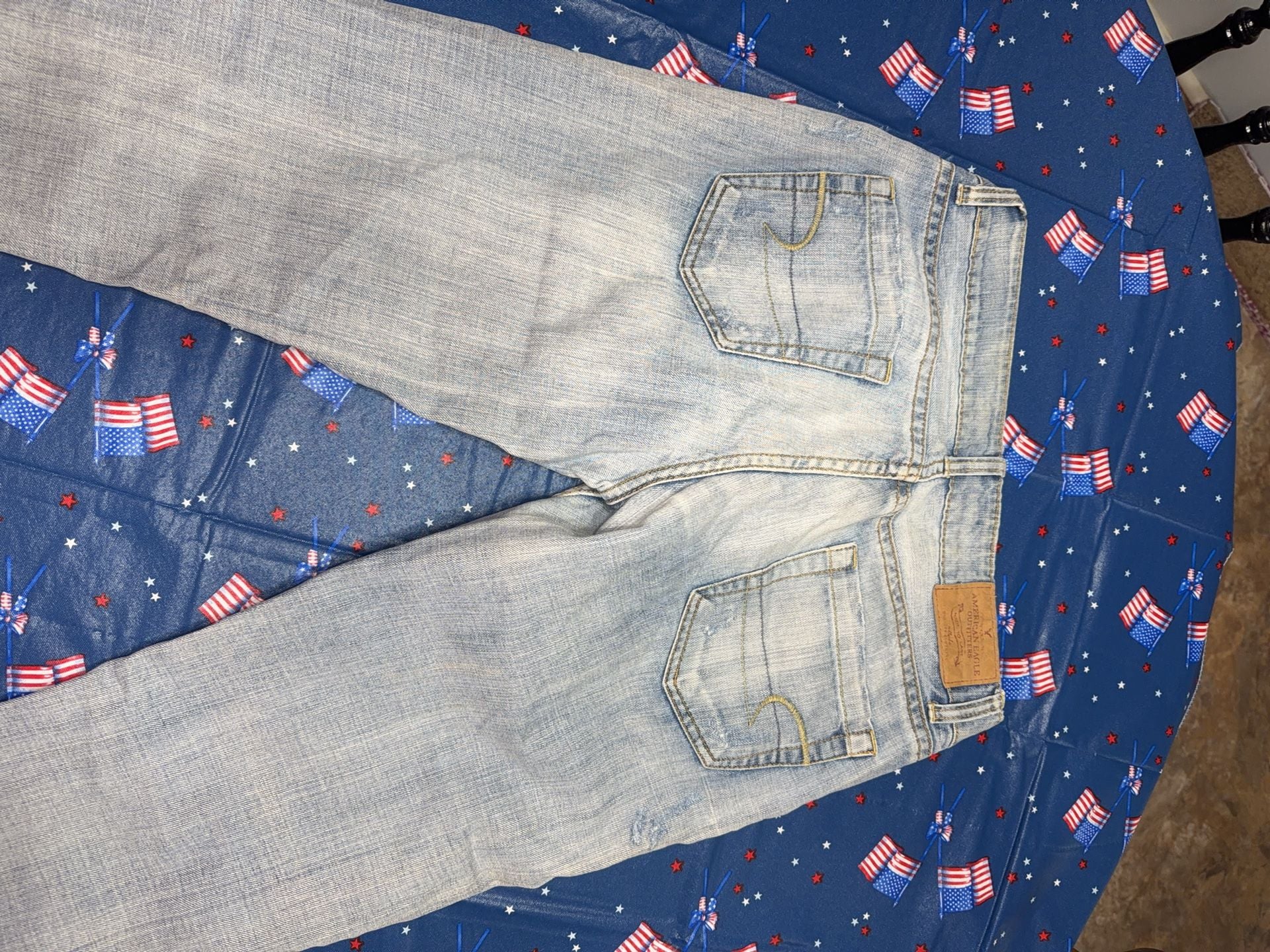 Girls American Eagle Hipster Distressed Cropped Jeans 8 Reg 7