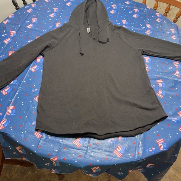 Oversized Raw-Hem Pullover Hoodie