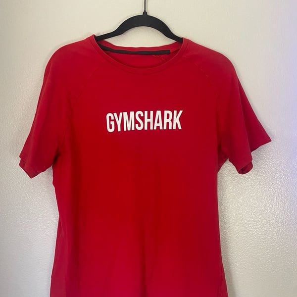 Gymshark Men's Size XL Red Cotton Athletic Graphic Logo T-Shirt - Spellout