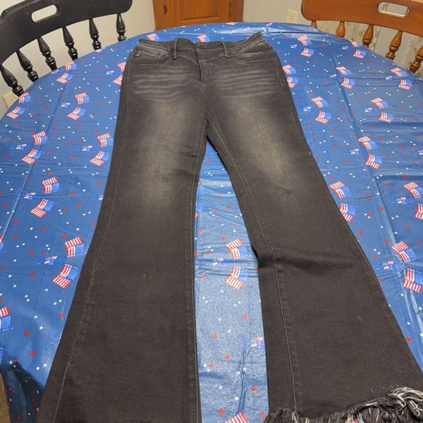 KanCan Exclusively for  Black Frayed Hem Flare Jeans 