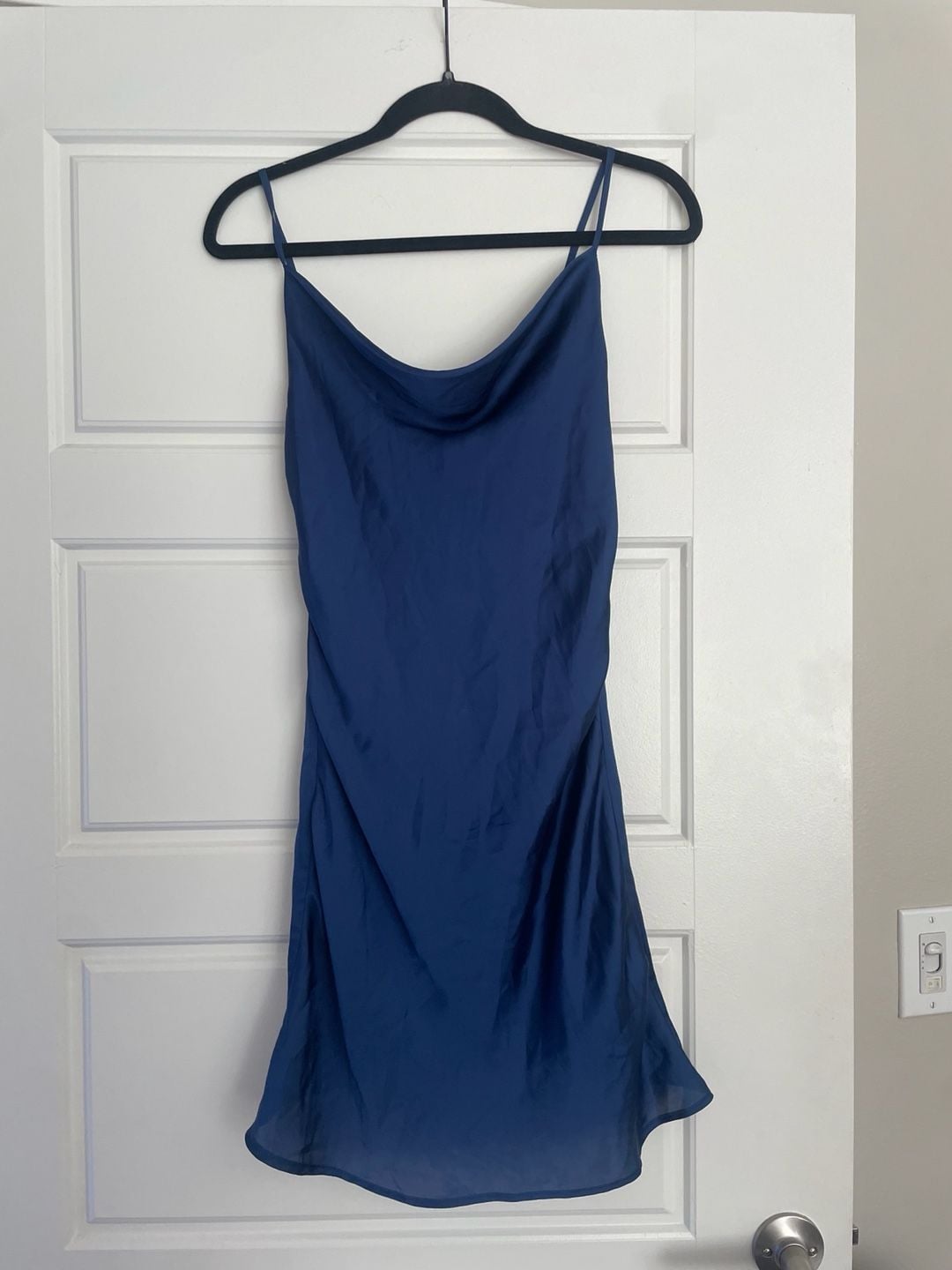 Altar'd State Blue Satin Cowl Neck Mini Dress Size XS 1