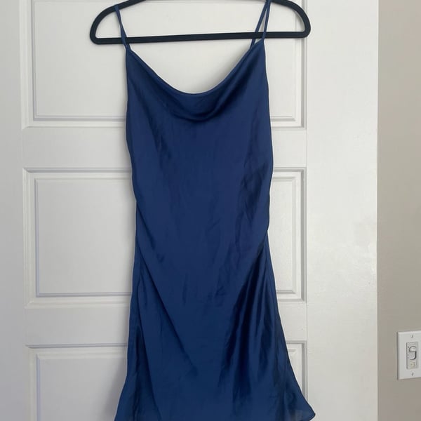 Altar'd State Blue Satin Cowl Neck Mini Dress Size XS
