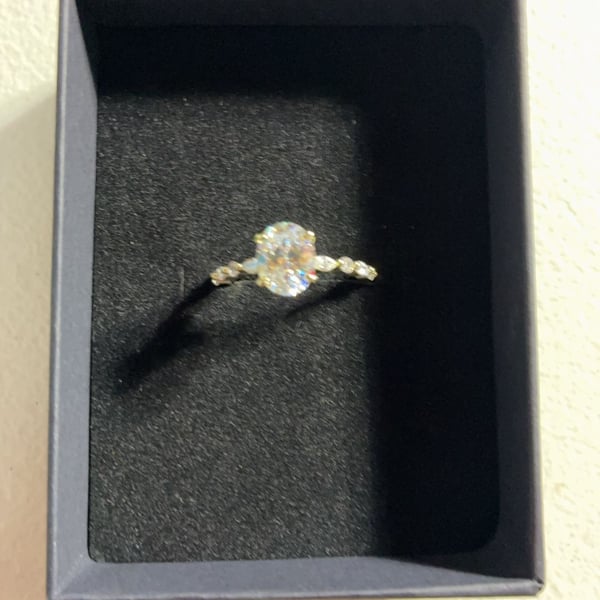1pc 925 Sterling Silver Full Diamond Single Row Ring, engagement ring
