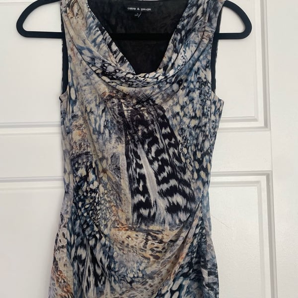 Mlle Gabrielle Women's Geometrical Pattern Cowl Neck Maxi Dress Multi Sz S 10061