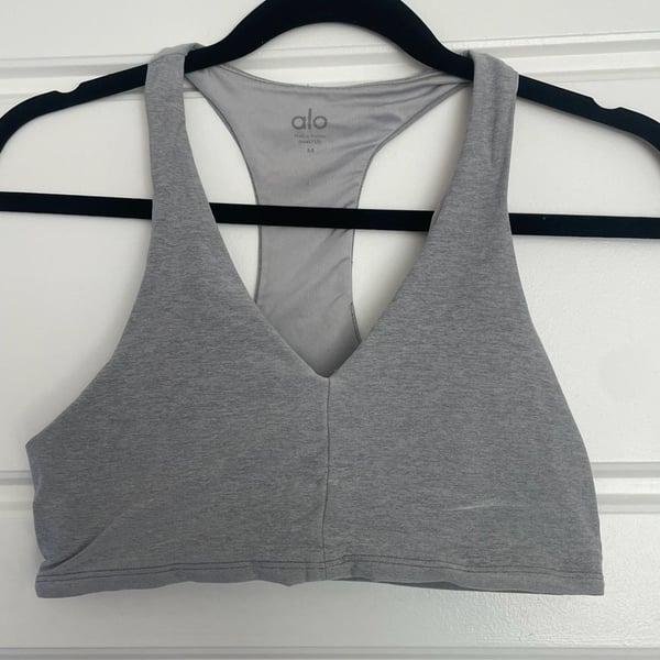Alo Racerback Bralette, Heather Grey, X-Small 