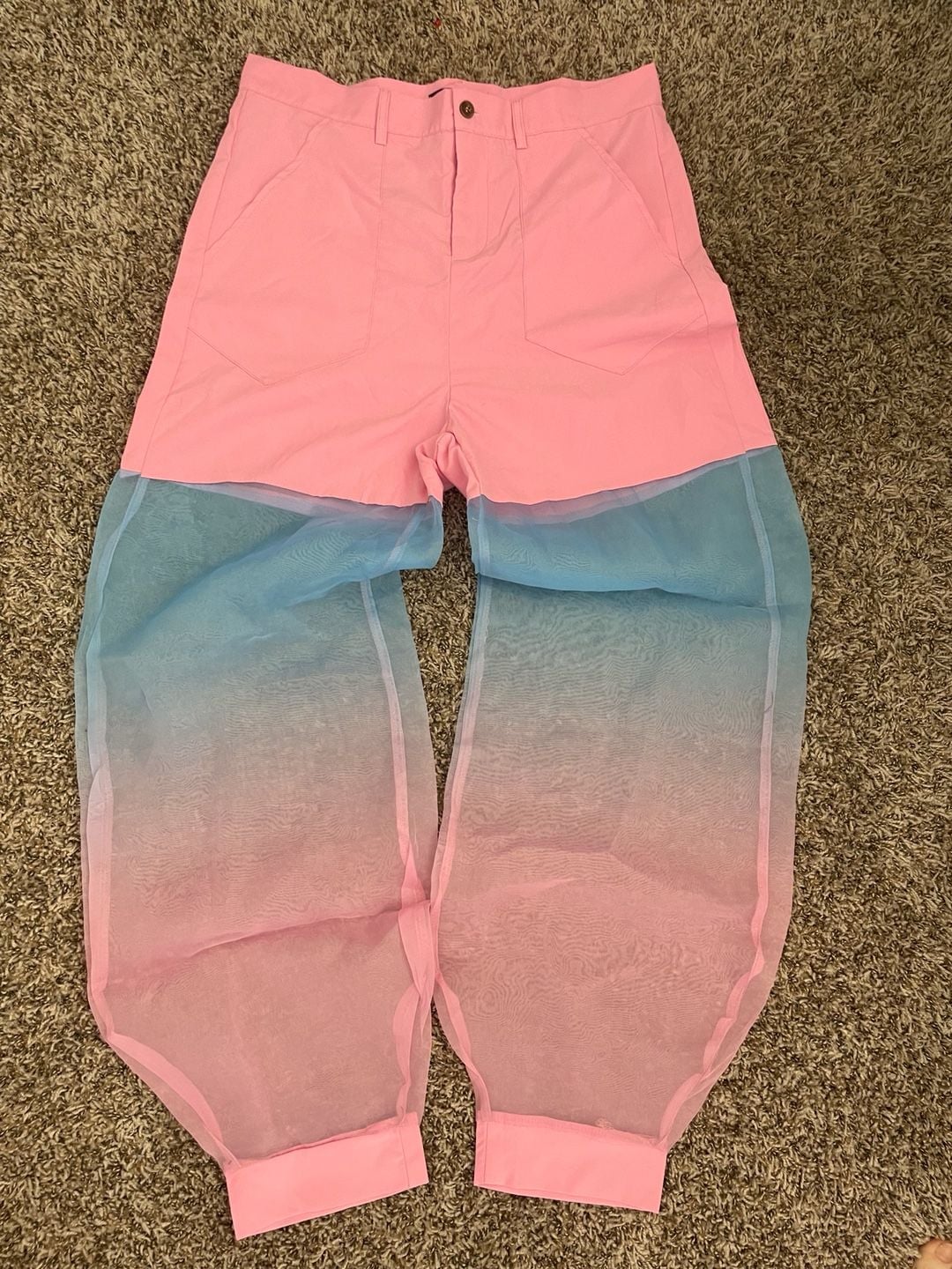 Men's Pants Mesh Patchwork Tie Dye Transparent Trousers Men Streetwear Fashion Casual Pants 2