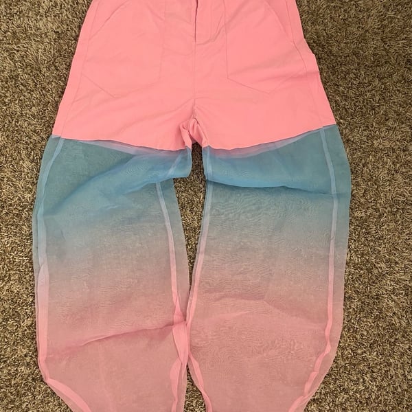  Men's Pants Mesh Patchwork Tie Dye Transparent Trousers Men Streetwear Fashion Casual Pants 