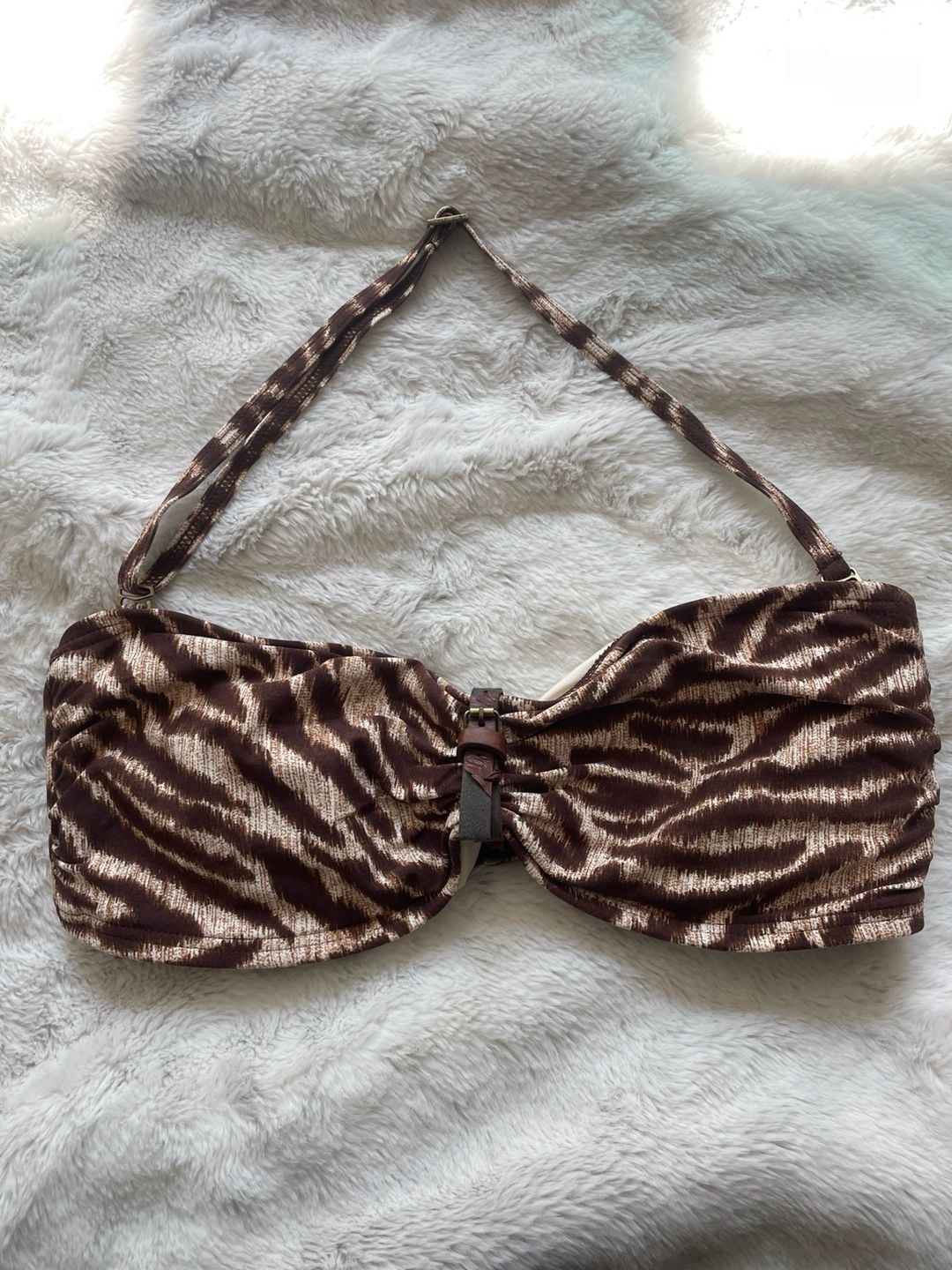 Michael Kors Walnut Strapless Bikini Top Size S 2