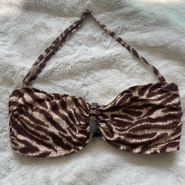 Michael Kors Walnut Strapless Bikini Top Size S