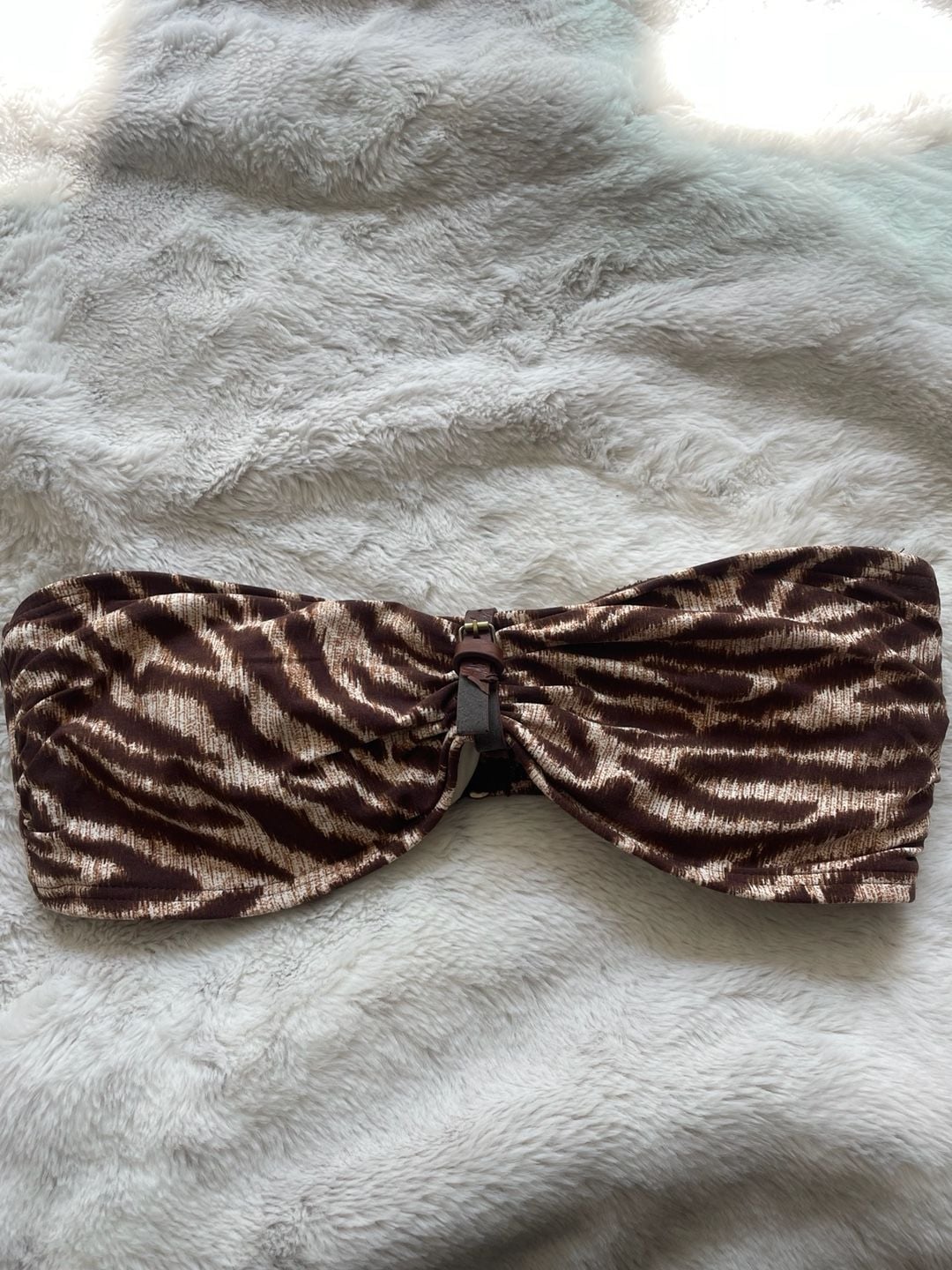 Michael Kors Walnut Strapless Bikini Top Size S 4