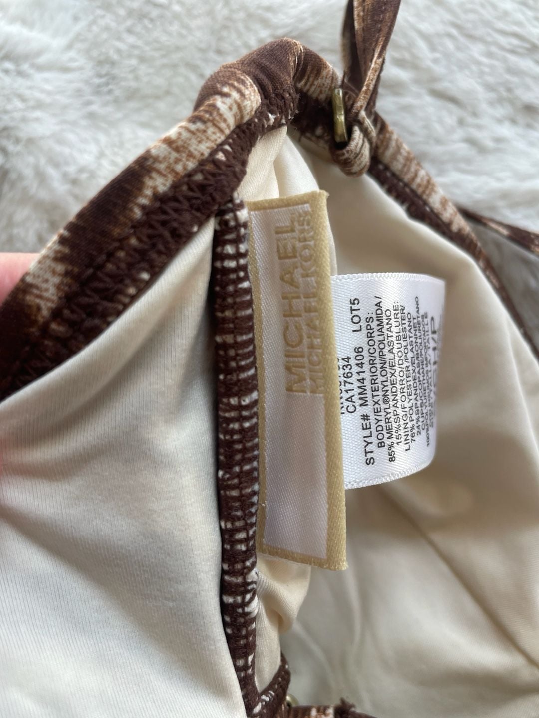 Michael Kors Walnut Strapless Bikini Top Size S 7