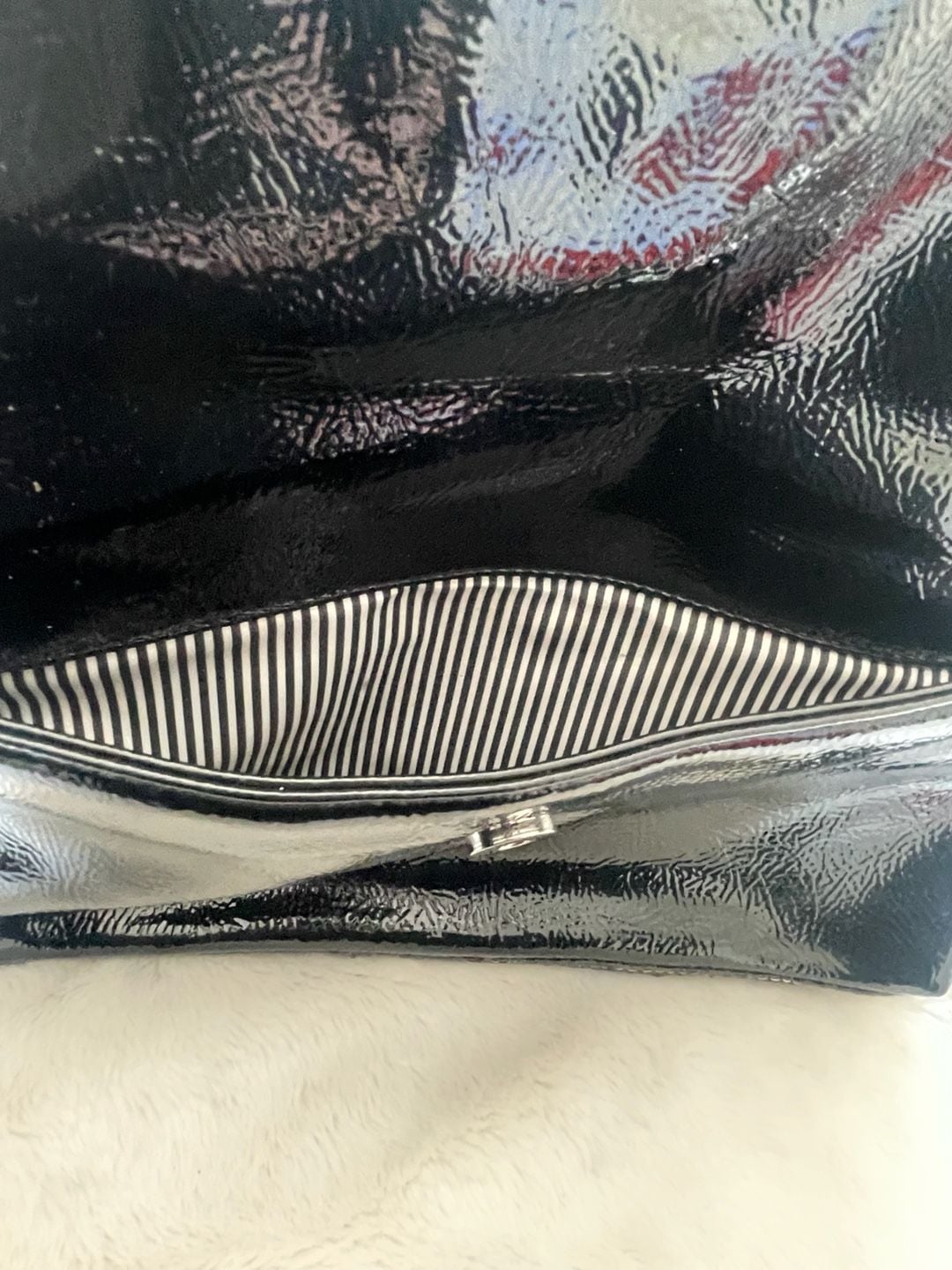 Nine West Black Patent Faux Leather Chain Strap Shoulder Bag 6