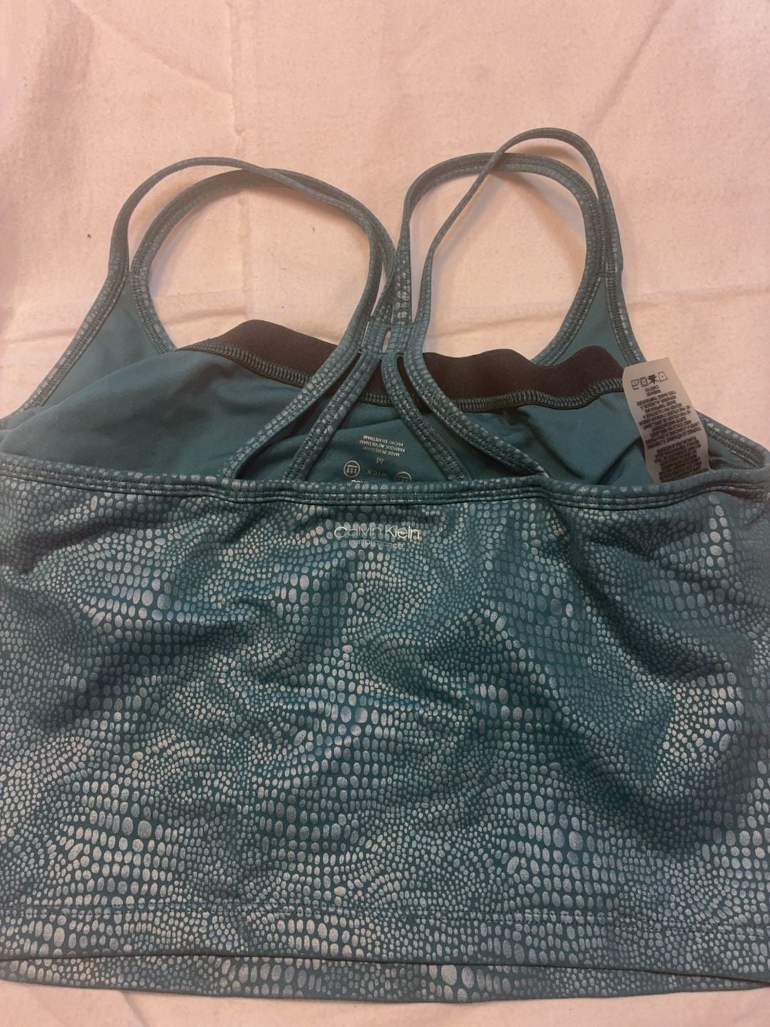 Calvin Klein Performance Teal Snake Print Sports Bra Size M 4