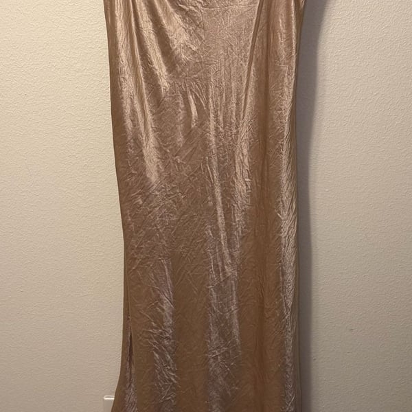 Esqualo Crushed Satin Skirt in Light Sand, Versatile, Easy to Style, Wedding